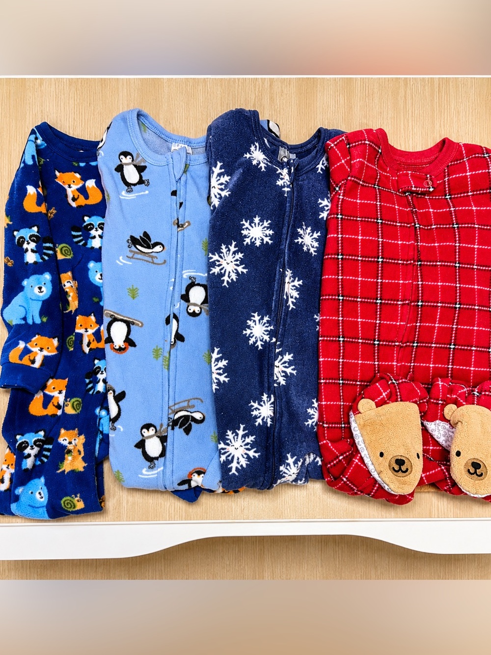Carter's Gerber Children's Place 12M 18M Winter Fleece Footed Zip Pajamas Lot